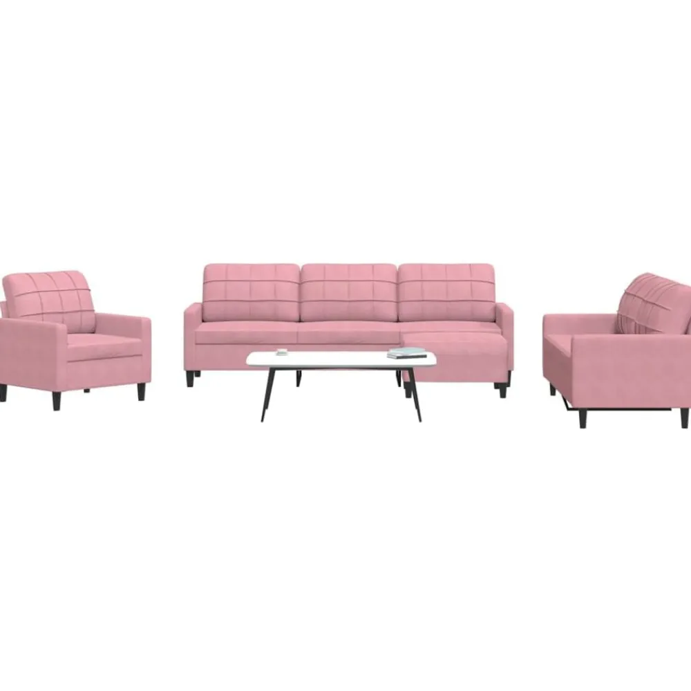 Banken*vidaXL 4-delige Loungeset met kussens fluweel Roze