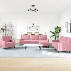 Banken*vidaXL 4-delige Loungeset met kussens fluweel Roze