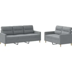 Banken*vidaXL 2-delige Loungeset met kussens stof Lichtgrijs