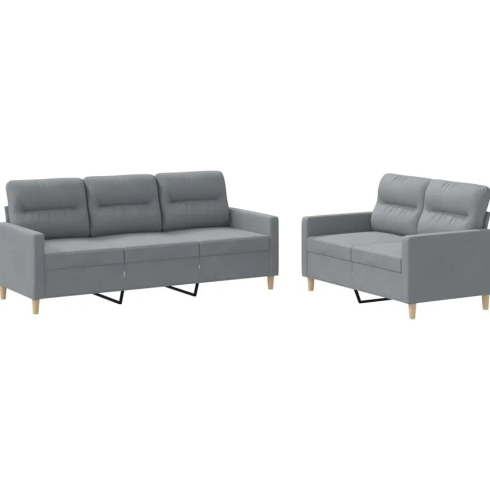 Banken*vidaXL 2-delige Loungeset met kussens stof Lichtgrijs