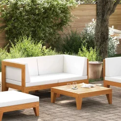 2-delige Loungeset met kussens massief acaciahout>vidaXL Hot