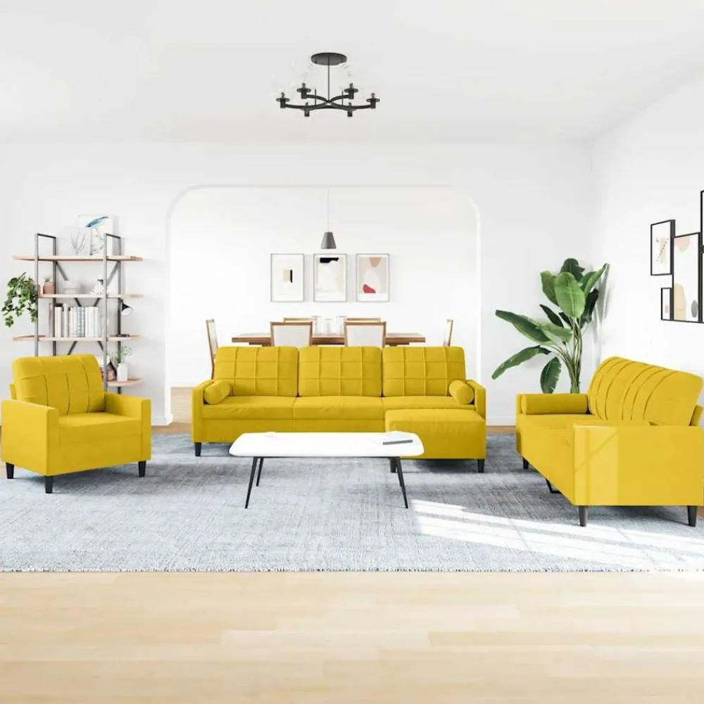 4-delige Loungeset met kussens en bolsters fluweel>vidaXL