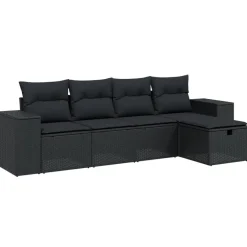 5-delige Loungeset met kussens poly rattan>vidaXL