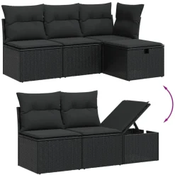 5-delige Loungeset met kussens poly rattan><noscript><img width=