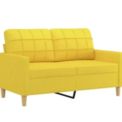 Banken*vidaXL 3-delige Loungeset met kussens stof Lichtgeel