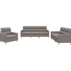 Banken*vidaXL 3-delige Loungeset met kussens stof Taupe