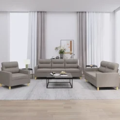 Banken*vidaXL 3-delige Loungeset met kussens stof Taupe