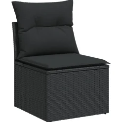Tuinmeubelen*vidaXL 4-delige Loungeset met kussens poly rattan Zwart