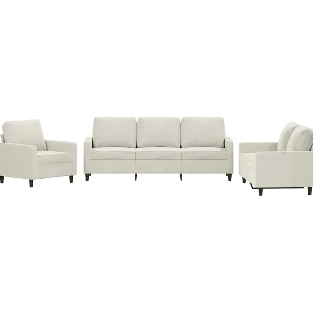 Banken*vidaXL 3-delige Loungeset met kussens fluweel crèmekleurig Crème