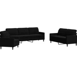 Banken*vidaXL 3-delige Loungeset met kussens fluweel Zwart