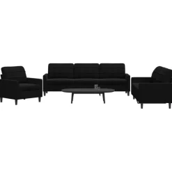 Banken*vidaXL 3-delige Loungeset met kussens fluweel Zwart