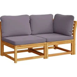 2-delige Loungeset met kussens massief acaciahout>vidaXL Best
