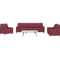 3-delige Loungeset met sierkussens stof>vidaXL Outlet