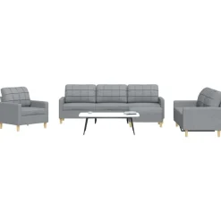 Banken*vidaXL 4-delige Loungeset met voetenbank stof Lichtgrijs