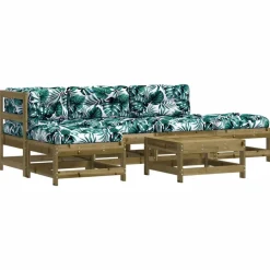 6-delige Loungeset met kussens geïmpregneerd grenenhout>vidaXL Discount