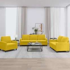 Banken*vidaXL 3-delige Loungeset met kussens fluweel Geel
