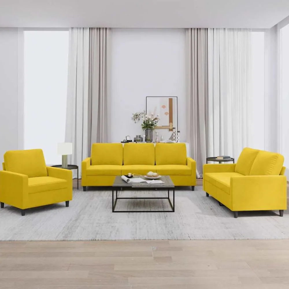Banken*vidaXL 3-delige Loungeset met kussens fluweel Geel