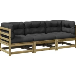 3-delige Loungeset met kussens geïmpregneerd grenenhout>vidaXL Outlet