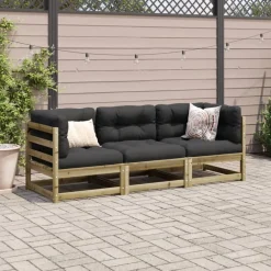 3-delige Loungeset met kussens geïmpregneerd grenenhout><noscript><img width=