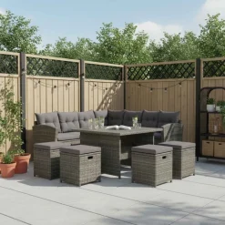 Tuinmeubelen*vidaXL 6-delige Loungeset met kussens poly rattan Grijs