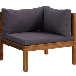 Tuinmeubelen*vidaXL 3-delige Loungeset met kussens massief acaciahout Donkergrijs