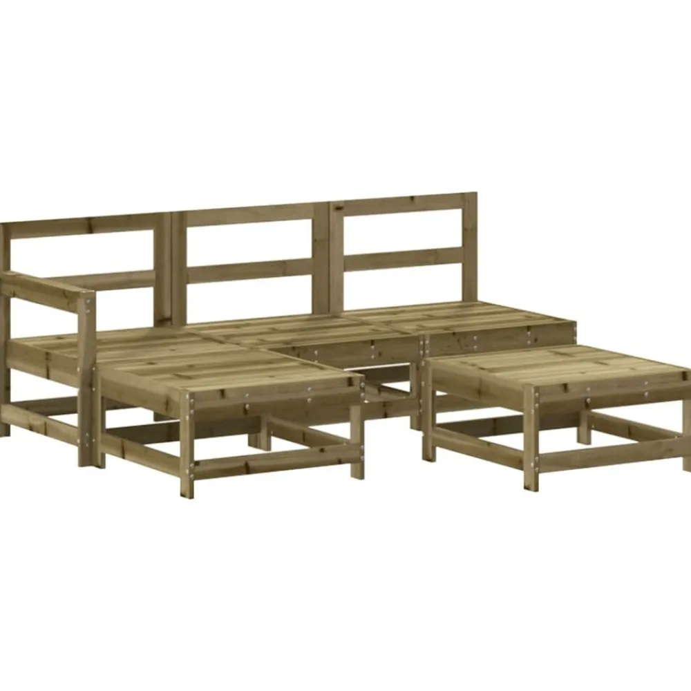 5-delige Loungeset met kussens geïmpregneerd grenenhout>vidaXL Outlet