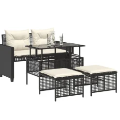 4-delige Loungeset met kussens poly rattan en glas><noscript><img width=