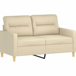 Banken*vidaXL 2-delige Loungeset met kussens stof crèmekleurig Cr&egrave;me