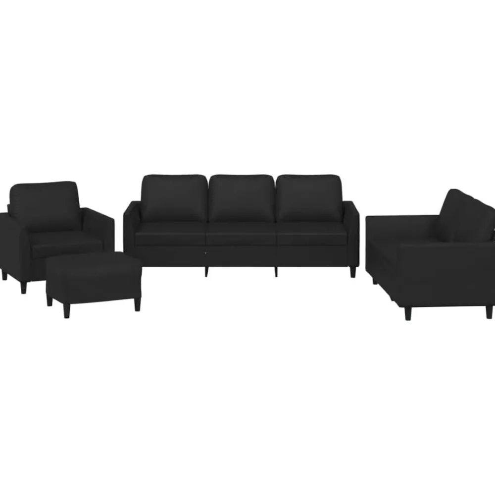 Banken*vidaXL 4-delige Loungeset met kussens kunstleer Zwart