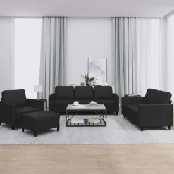 Banken*vidaXL 4-delige Loungeset met kussens kunstleer Zwart
