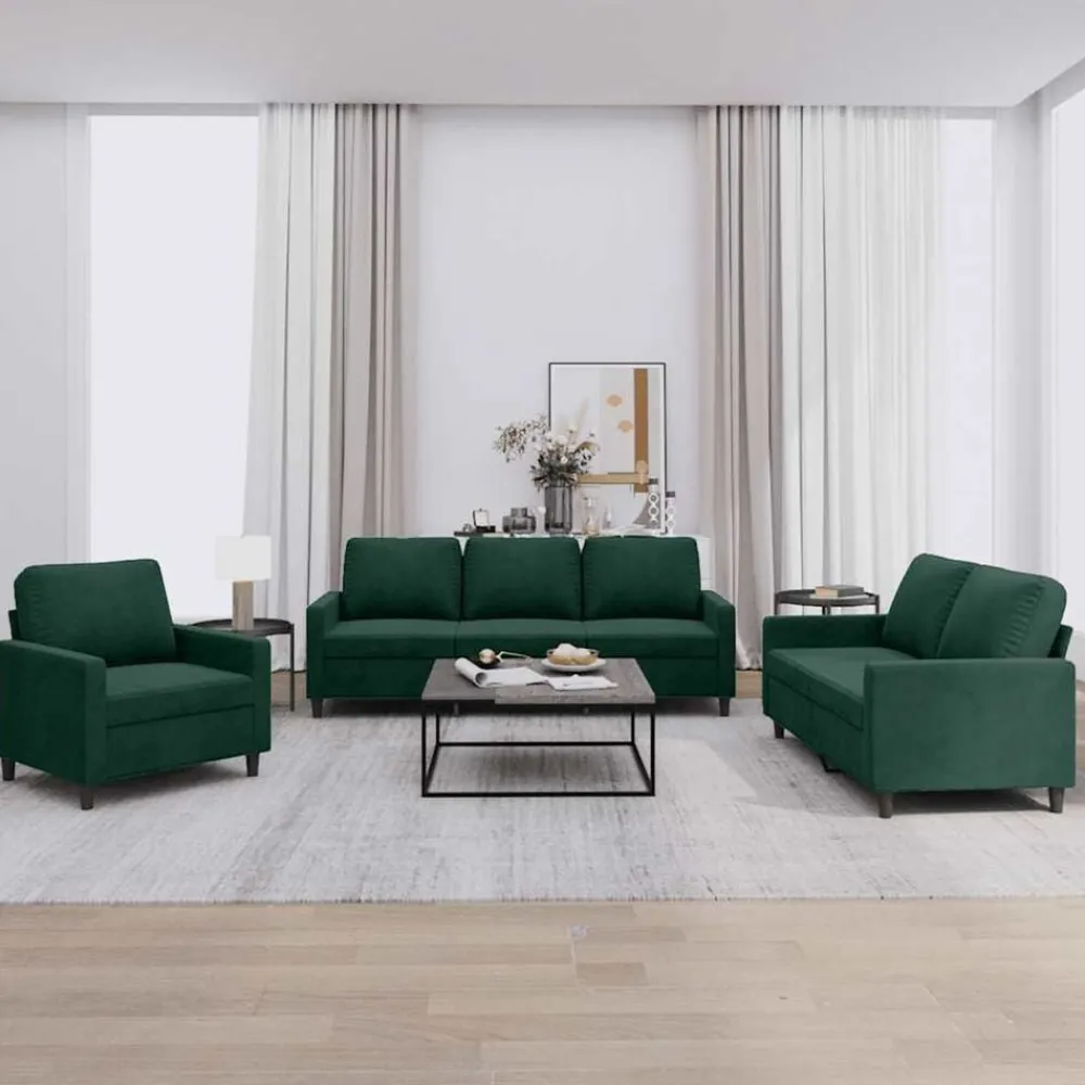 3-delige Loungeset met kussens fluweel>vidaXL