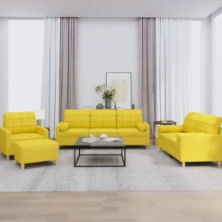 4-delige Loungeset met kussens stof>vidaXL