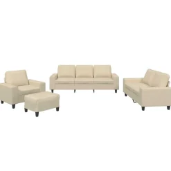 Banken*vidaXL 4-delige Loungeset stof crèmekleurig Crème