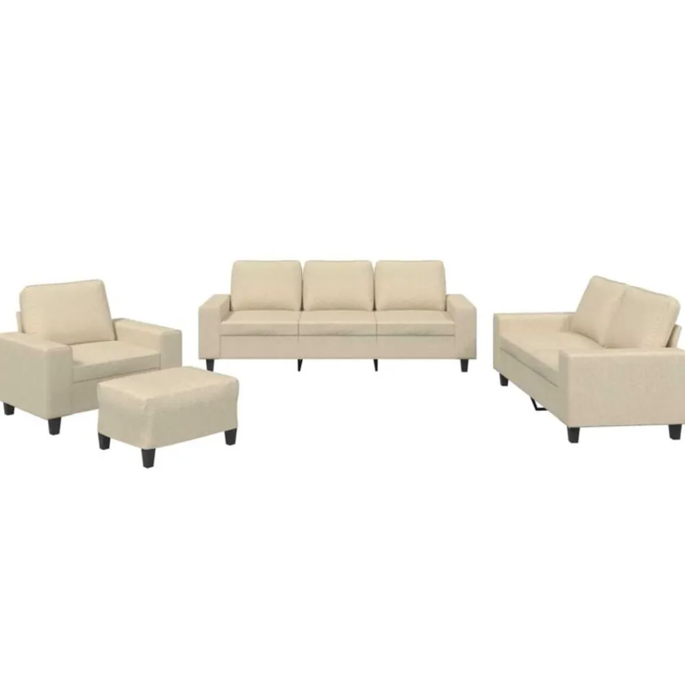 Banken*vidaXL 4-delige Loungeset stof crèmekleurig Crème