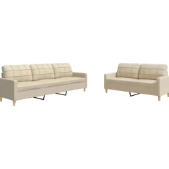 2-delige Loungeset stof crèmekleurig>vidaXL Sale