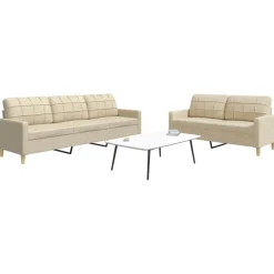 2-delige Loungeset stof crèmekleurig>vidaXL Sale