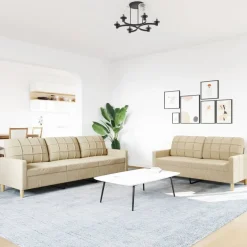 2-delige Loungeset stof crèmekleurig><noscript><img width=