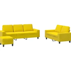 Banken*vidaXL 3-delige Loungeset stof Lichtgeel