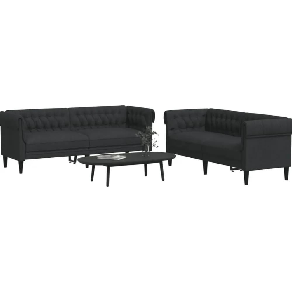 Banken*vidaXL 2-delige Loungeset stof Zwart