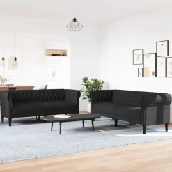 Banken*vidaXL 2-delige Loungeset stof Zwart