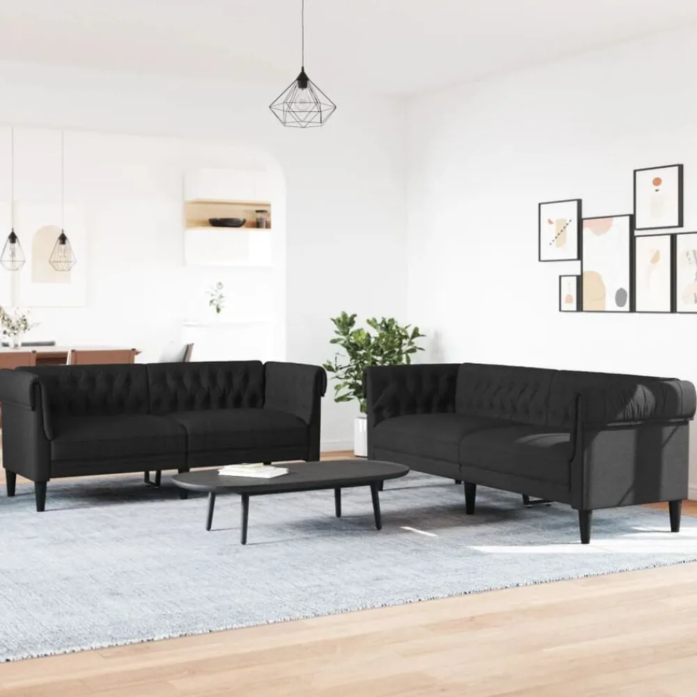 Banken*vidaXL 2-delige Loungeset stof Zwart