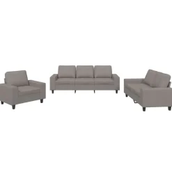Banken*vidaXL 3-delige Loungeset stof Taupe
