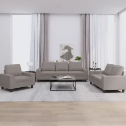 Banken*vidaXL 3-delige Loungeset stof Taupe