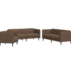 Banken*vidaXL 3-delige Loungeset stof Bruin