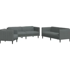 Banken*vidaXL 3-delige Loungeset stof Donkergrijs