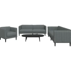 Banken*vidaXL 3-delige Loungeset stof Donkergrijs