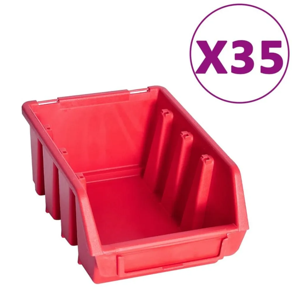 Bouwbeslag*vidaXL 141-delige Opslagbakkenset met wandpanelen rood en zwart