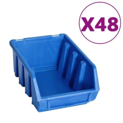 Bouwbeslag*vidaXL 128-delige Opslagbakkenset met wandpanelen blauw en zwart
