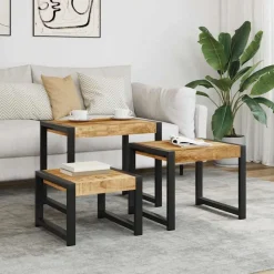 3-delige Tafeltjesset massief mangohout>vidaXL