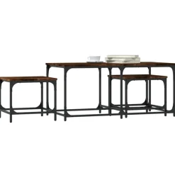 3-delige Tafeltjesset bewerkt hout kleurig><noscript><img width=